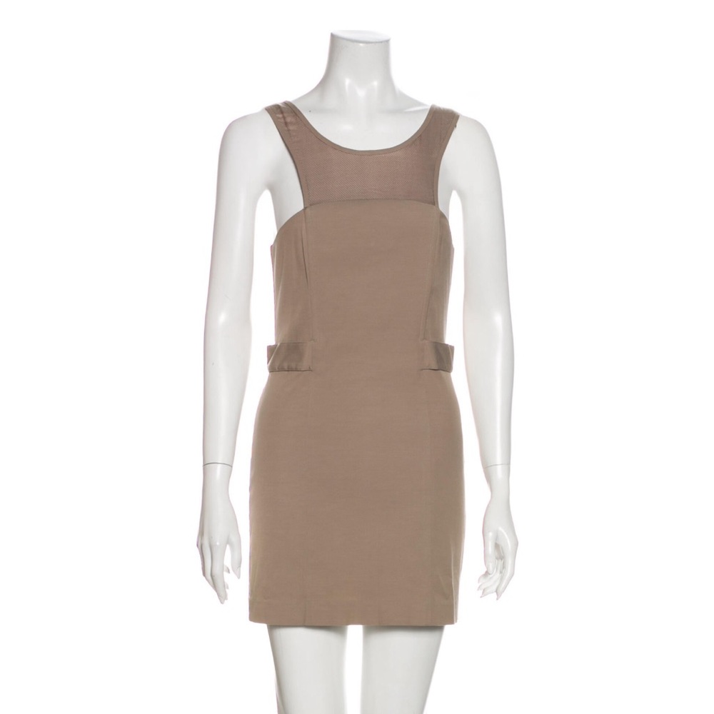 Michelle Mason Scoop Neck Mini Dress Neutral
